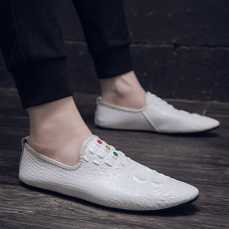 Mocassini con motivo coccodrillo da uomo, scarpe con punta affilata | 695 