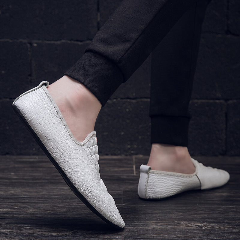 Mocassini con motivo coccodrillo da uomo, scarpe con punta affilata | 695 