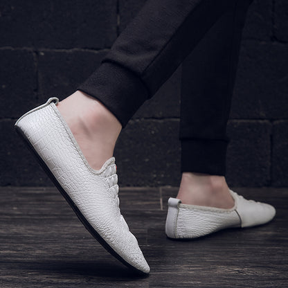Mocassini con motivo coccodrillo da uomo, scarpe con punta affilata | 695 