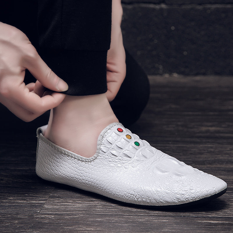 Mocassini con motivo coccodrillo da uomo, scarpe con punta affilata | 695 