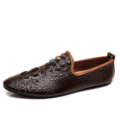 Mocassini con motivo coccodrillo da uomo, scarpe con punta affilata | 695 