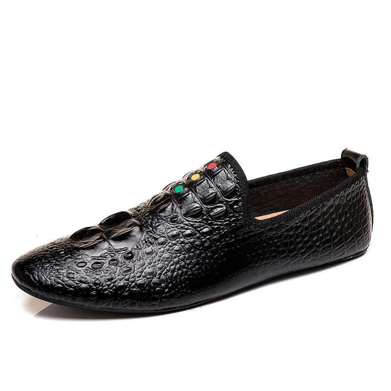 Mocassini con motivo coccodrillo da uomo, scarpe con punta affilata | 695 