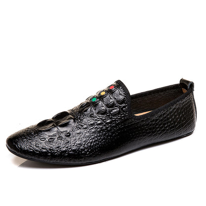Mocassini con motivo coccodrillo da uomo, scarpe con punta affilata | 695 