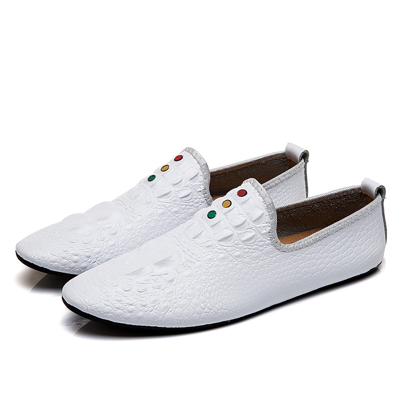 Mocassini con motivo coccodrillo da uomo, scarpe con punta affilata | 695 
