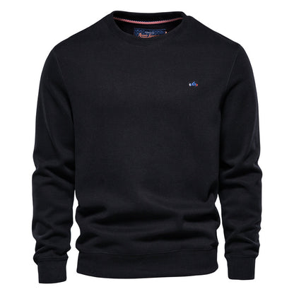 Felpa girocollo sportiva da uomo tinta unita lavorata a maglia-9C002