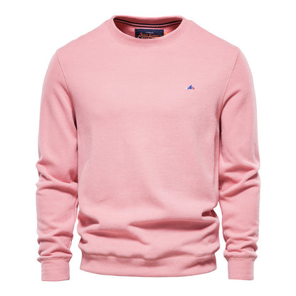 Felpa girocollo sportiva da uomo tinta unita lavorata a maglia-9C002