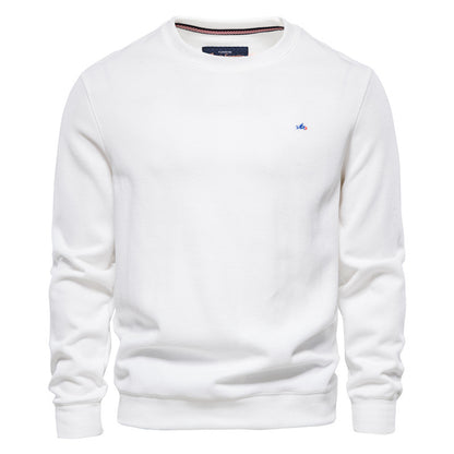 Felpa girocollo sportiva da uomo tinta unita lavorata a maglia-9C002