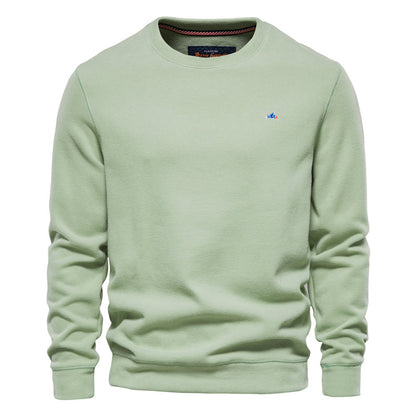 Felpa girocollo sportiva da uomo tinta unita lavorata a maglia-9C002