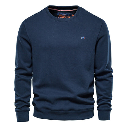 Felpa girocollo sportiva da uomo tinta unita lavorata a maglia-9C002