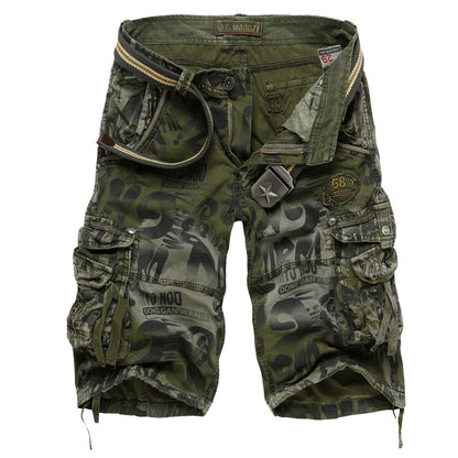 Short cargo camouflage imprimé léopard pour homme, coupe décontractée, multi-poches -2292