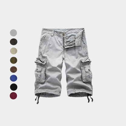 Pantaloncini cargo multitasche versatili in twill da uomo-A082