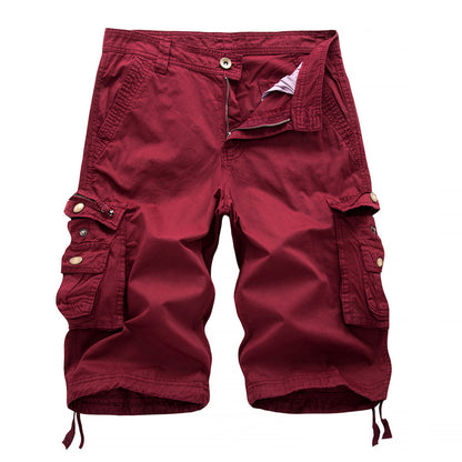 Pantaloncini cargo multitasche versatili in twill da uomo-A082