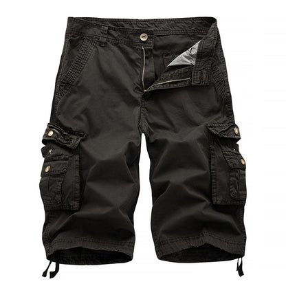 Pantaloncini cargo multitasche versatili in twill da uomo-A082
