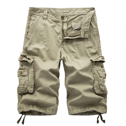 Pantaloncini cargo multitasche versatili in twill da uomo-A082