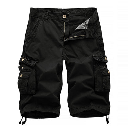 Pantaloncini cargo multitasche versatili in twill da uomo-A082