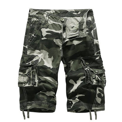 Pantaloncini cargo mimetici mimetici in cotone vestibilità rilassata da uomo-A083