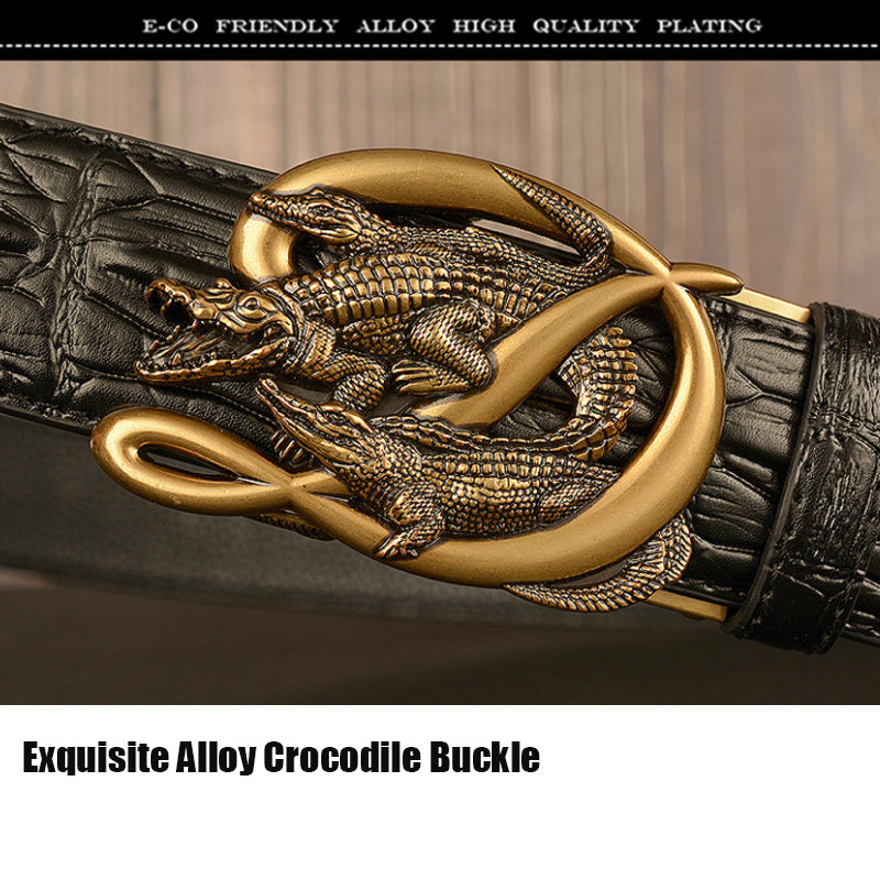 Ceinture en cuir véritable pour homme avec boucle automatique en alliage | TEY02