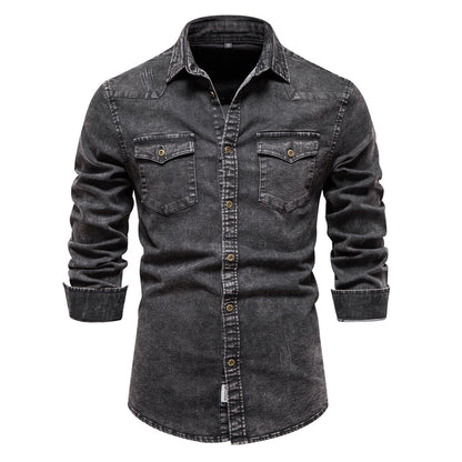 Camicie a maniche lunghe in denim leggero per uomo | 6012