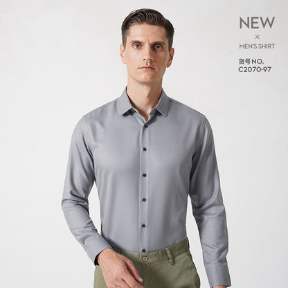 Camicia da uomo premium vestibilità regolare collo flessibile cotone tinta unita | C2070