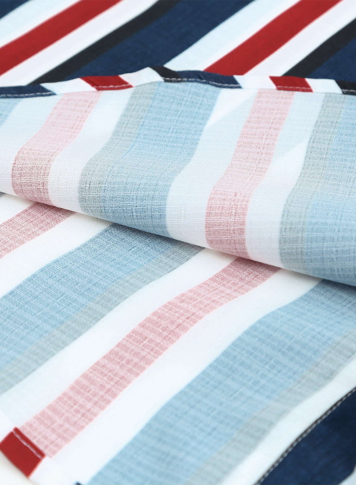 Chemise boutonnée à manches longues et col montant pour homme, décontractée, en coton, à rayures et au toucher lin | +MC255371-4019 