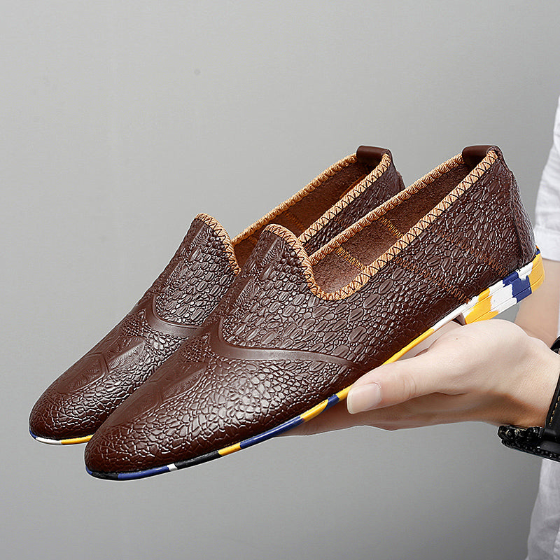 Men's Leather Flats Slip-on Loafers Comfort Casual Shoes | 2093