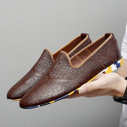 Men's Leather Flats Slip-on Loafers Comfort Casual Shoes | 2093
