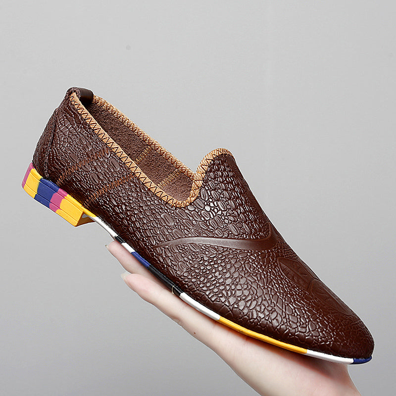 Men's Leather Flats Slip-on Loafers Comfort Casual Shoes | 2093