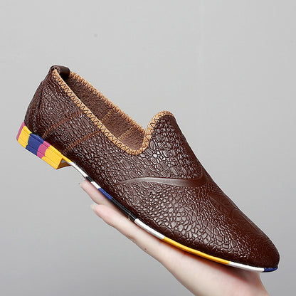 Men's Leather Flats Slip-on Loafers Comfort Casual Shoes | 2093