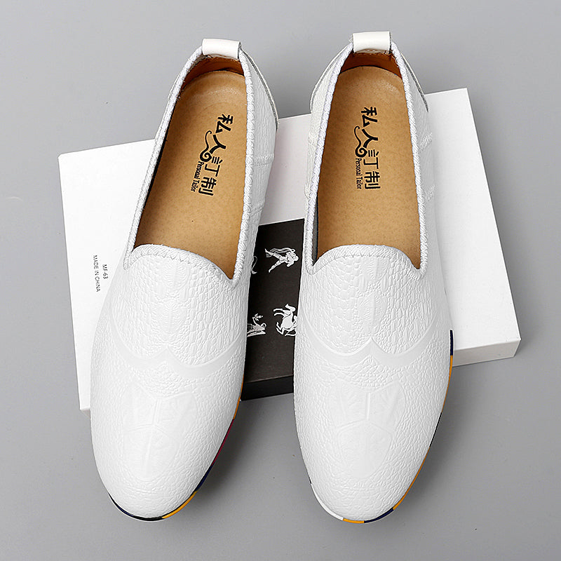 Men's Leather Flats Slip-on Loafers Comfort Casual Shoes | 2093