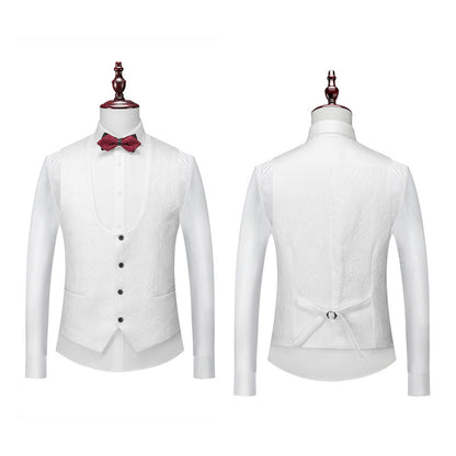 Abito da uomo in 3 pezzi con motivo floreale in rilievo, vestibilità slim fit, smoking jacquard con un bottone, blazer con revers a scialle Paisley | 1931 
