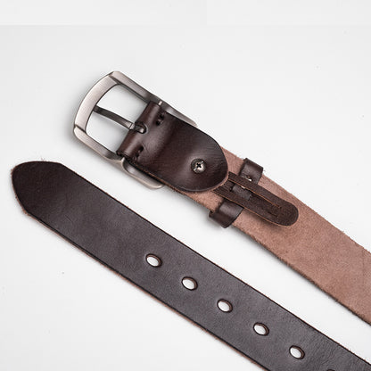 Ceinture en cuir rétro délavé pour homme | Ceinture décontractée pour homme 1 1/2" en cuir pleine fleur | N8117