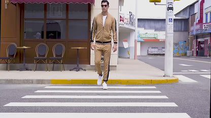 Tuta da jogging da uomo, leggera, a rapida asciugatura, con cerniera intera, primavera-autunno | TZ55