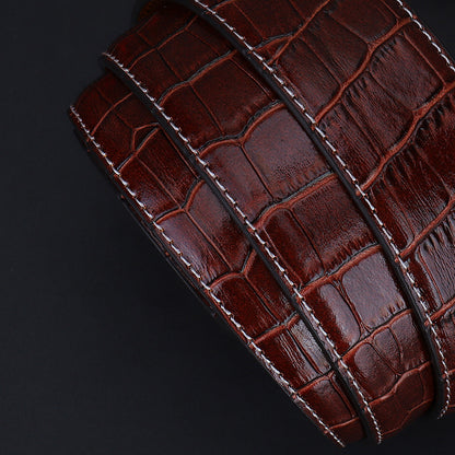 Men's Croc Style Real Leather Ratchet Belt For Jeans Casual Trouser & Suits - Available in Waist Size 28” - 46”