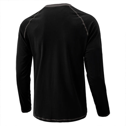 T-shirt Henley léger à manches longues en coton pour homme | 2237