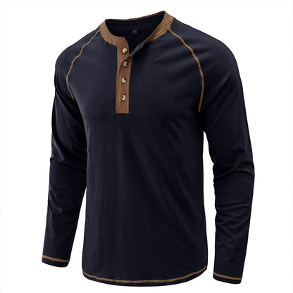 T-shirt Henley léger à manches longues en coton pour homme | 2237
