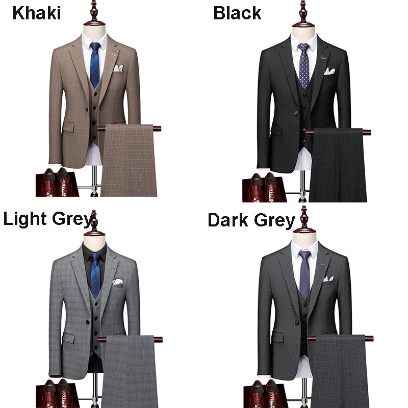 Costume 3 pièces chic pour homme, coupe ajustée, ensemble à un bouton | 96031-A418