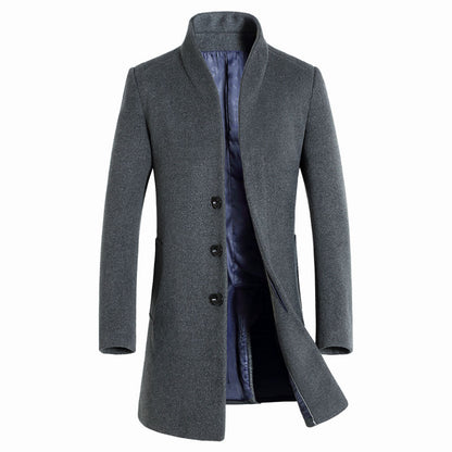Trench da uomo di qualità premium in misto lana di media lunghezza | XZ1681
