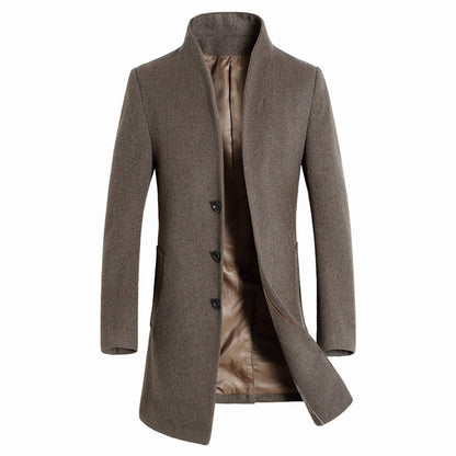 Trench da uomo di qualità premium in misto lana di media lunghezza | XZ1681